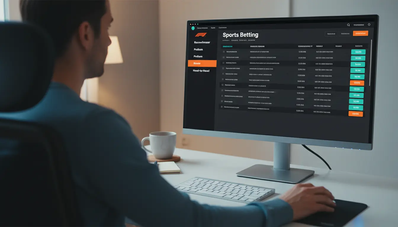 Overzicht van verschillende Formule 1 weddenschappen op een scherm